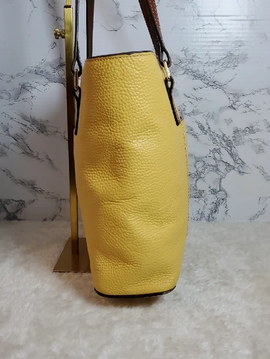 Dooney & Bourke Yellow Lexighton Tote w/Bag Charm - Picture 4 of 13